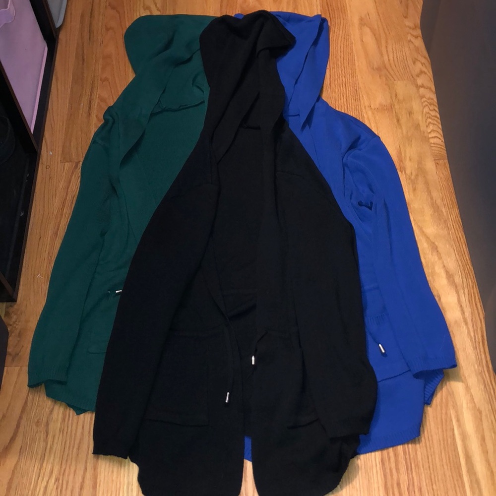 Bundle 3 SHEIN hooded drawstring waist cardigan